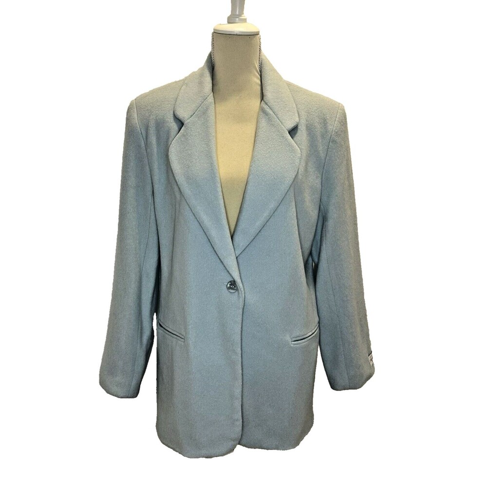Wool Blend Light Mint Green Pea Coat Womens 16 VTG Samantha Taylor Retro Chic - Picture 11 of 16